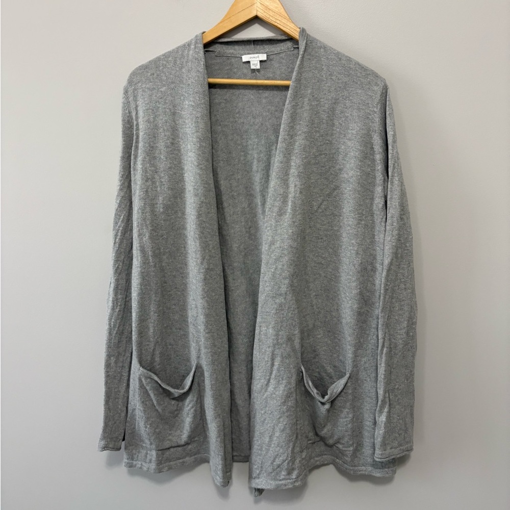 Pure Jill Gray Open Front Casual Cozy Cardigan Size Medium